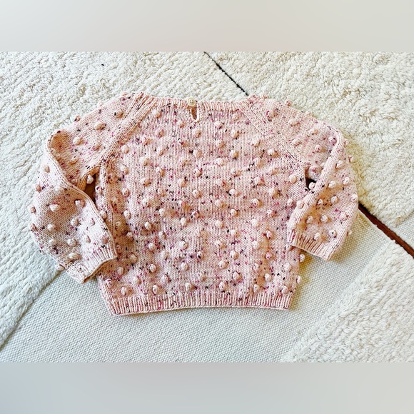 Misha & Puff Dusty Rose Confetti Pink Popcorn Sweater Kids Wool Handmade 3-4y - Picture 8 of 12